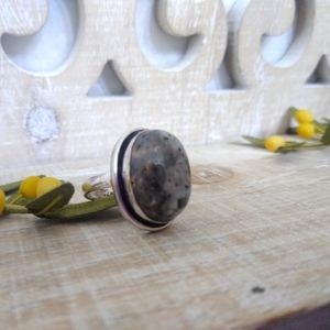 DENDRITIC OPAL GEMSTONE SILVER RING NWOT
